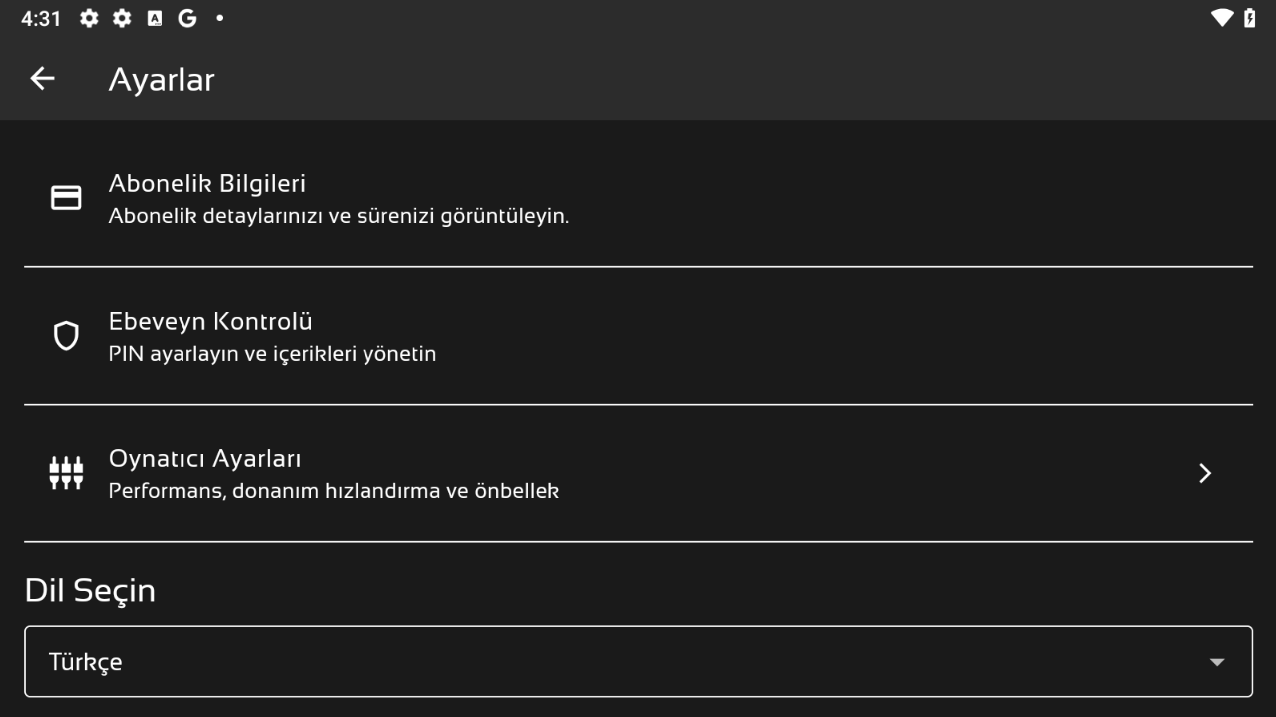 Ebeveyn Kontrolü ve Dil Ayarları