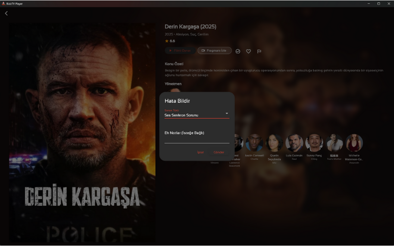 Biziz TV Hata Bildirim Sistemi Ekran Görüntüsü